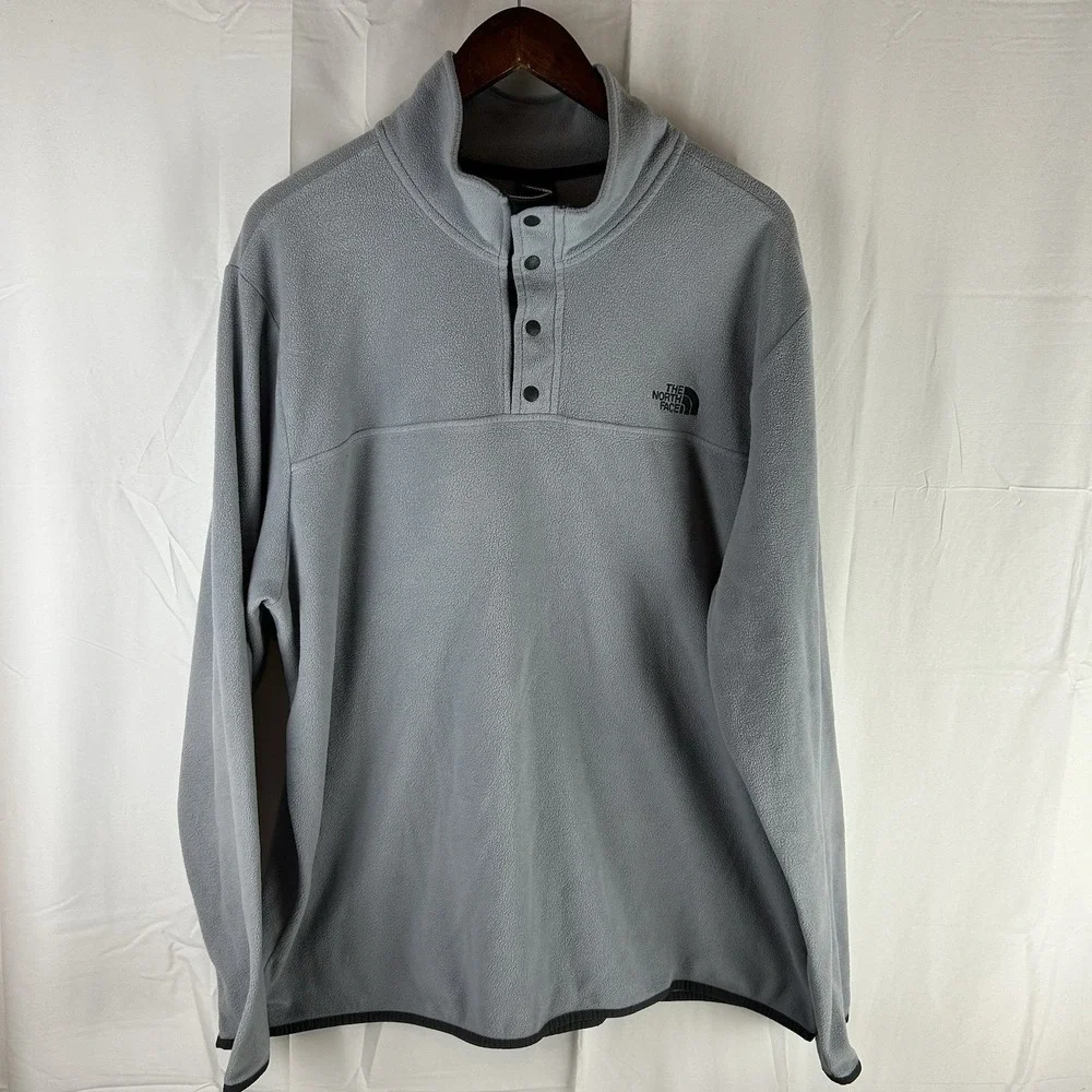 The North Face Sweater Mid Layer Fleece Pullover 1/4 T Snap Button Mens 2XL Grey